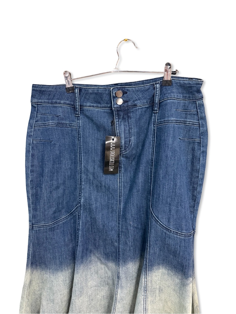 Current Mood dip dye denim maxi skirt Dolls Kill mermaid hem stretch XXL - Picture 2 of 5